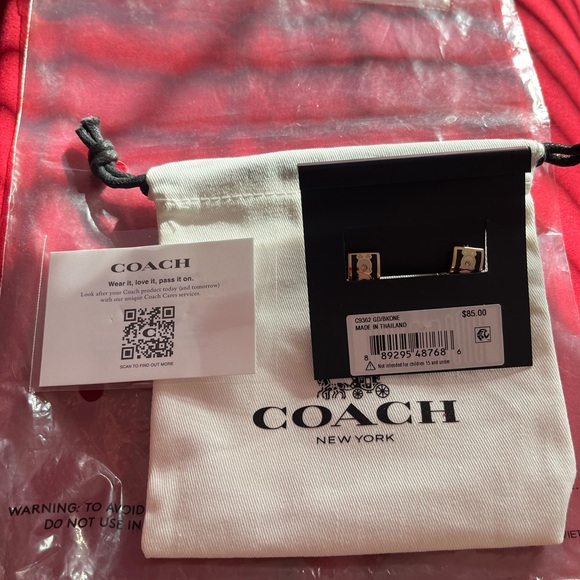 Coach Signature Enamel Hoop Earrings - Picture 4 of 4